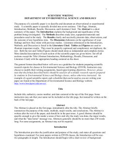 SCIENTIFIC WRITING DEPARTMENT OF ENVIRONMENTAL