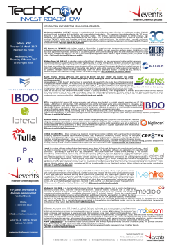 Presenters - TechKnow Invest Roadshow