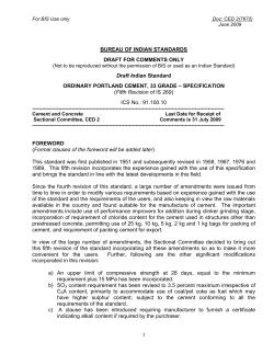 BUREAU OF INDIAN STANDARDS DRAFT FOR COMMENTS