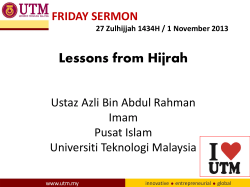 Lessons from Hijrah