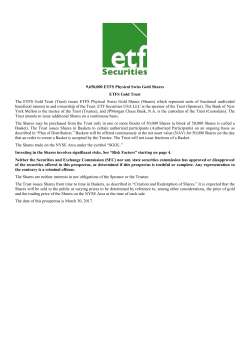 ETFS Physical Swiss Gold Shares Prospectus