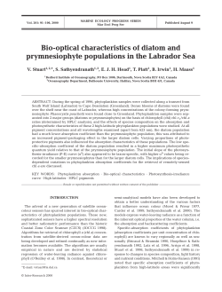 Bio-optical characteristics of diatom and prymnesiophyte