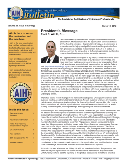 Spring: Vol. 28, No. 1 - American Institute of Hydrology