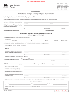 Notification of Changes Affecting Religious Representative