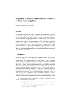 LNCS 1 - Regulation and function of ammonium carriers in bacteria