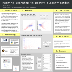 Classification: use of iambic pentameter Classification: use of rhyme