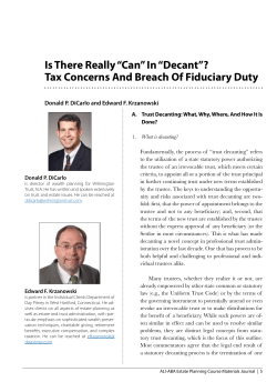 Is There Really &ldquo;Can&rdquo; In &ldquo;Decant&rdquo;? Tax Concerns And