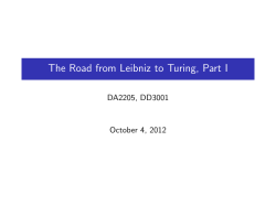 The Road from Leibniz to Turing, Part I