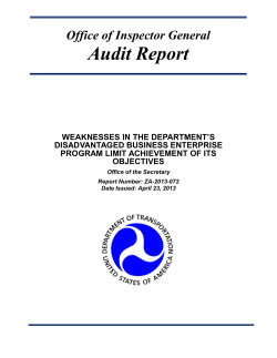 Office of Inspector General Audit Report WEAKNESSES IN THE