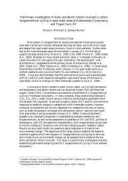 Preliminary investigation of biotic and abiotic factors involved in