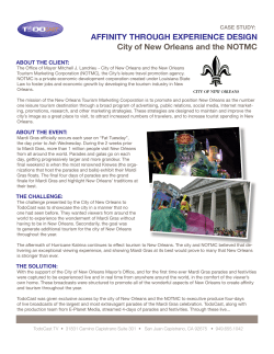AFFINITY THROUGH EXPERIENCE DESIGN City of New Orleans