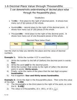 1.6 Decimal Place Value through Thousandths