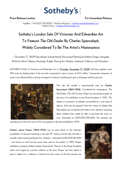 Sotheby`s London Sale Of Victorian And Edwardian Art To Feature