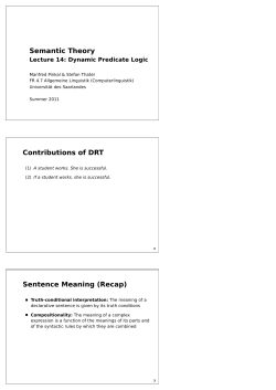 Semantic Theory Contributions of DRT Sentence Meaning (Recap)