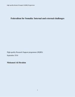 Federalism for Somalia: Internal and external challenges