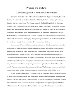 "Practice and Culture: A Different Approach to Hinduism and