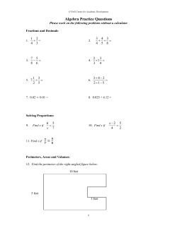 Practice Questions for Algebra Placement