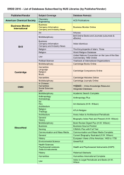 ERDD 2016 &ndash; List of Databases Subscribed by NUS Libraries (by