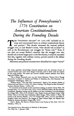 The Influences of Pennsylvania`s 1776 Constitution on American