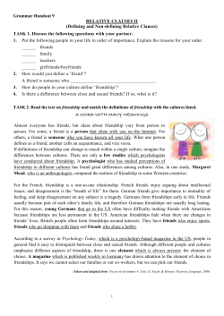 Grammar Handout 9 RELATIVE CLAUSES II (Defining and Non