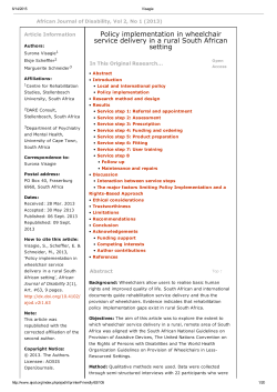 Policy implementation in wheelchair service delivery in a rural South