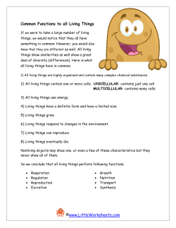 Common Functions to all Living Things Reading