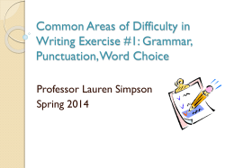 Common Areas of Difficulty in Writing Exercise #1: Grammar