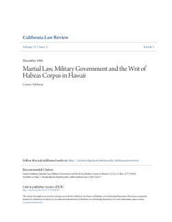 Martial Law, Military Government and the Writ of Habeas Corpus in