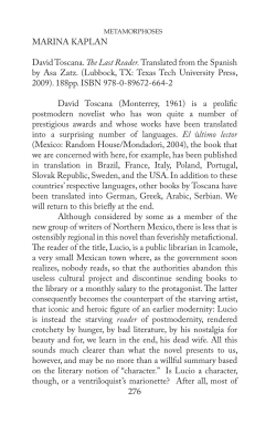 David Tsocana. The Last Reader. Translated from the Spanish by