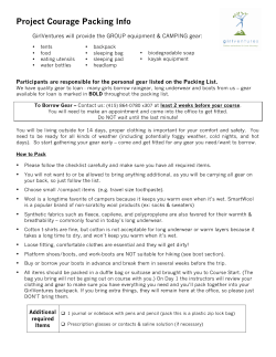 Project Courage Packing Info