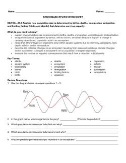 BENCHMARK REVIEW WORKSHEET SC.912.L.17.5 Analyze how