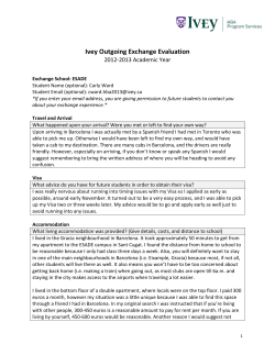 Ivey Outgoing Exchange Evaluation