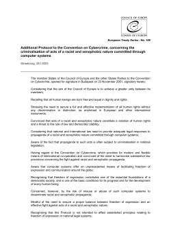 Additional Protocol to the Convention on Cybercrime