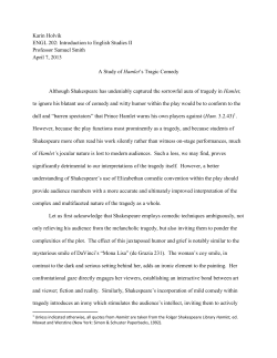 A Study of Hamlet`s Tragic Comedy