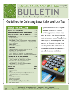 Guidelines for Collecting Local Sales and Use Tax
