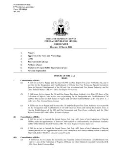 FOURTH REPUBLIC FIRST SESSION NO. 143 HOUSE OF