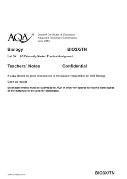 A-level Biology Teacher notes Unit 03X - EMPA June 2013