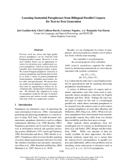 Learning Sentential Paraphrases from Bilingual Parallel