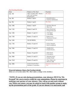 9th period Iliad Teaching Schedule