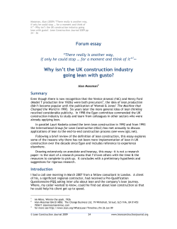 Why isn`t the UK construction industry going lean with gusto?