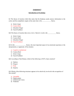 Assignment 5 Introduction to Psychology Q1 The theory of emotion