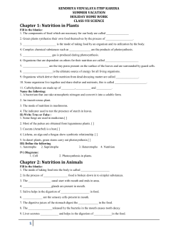 Chapter 1: Nutrition in Plants Chapter 2: Nutrition in Animals