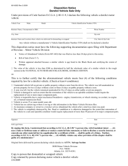 MV-603D Disposition Notice - Derelict Vehicle Sale Only