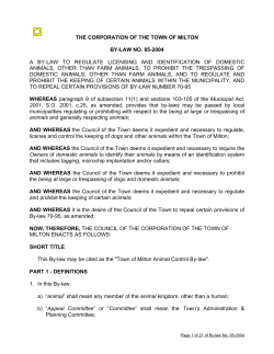 085-2004 Animal Control Bylaw