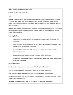 Title: Causes of the American Revolution Subject: 4th Grade Social