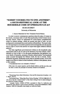 "SUBMIT YOURSELVES TO ONE ANOTHER": A SOCIO