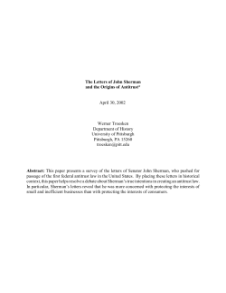 The Letters of John Sherman and the Origins of Antitrust* April 30