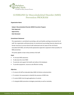 GUIDELINE for Musculoskeletal Disorder (MSD) Prevention
