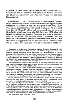 EC Commission Draft Approves Withdrawal of Greenland from the