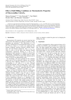 Effect of Ball-Milling Conditions on Thermoelectric Properties of